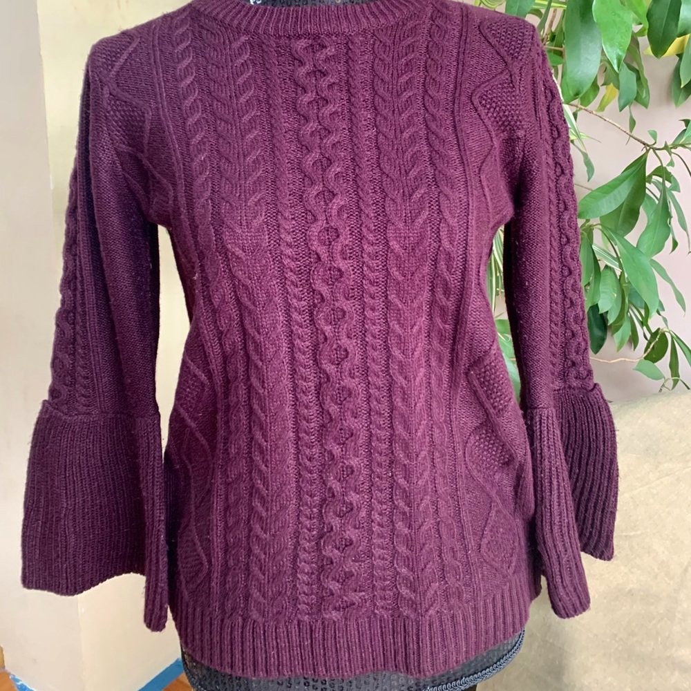 French Plum Classic Flare Sleeve Sweater